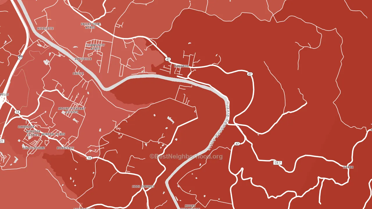 Kanawha, WV block-group political-lean map