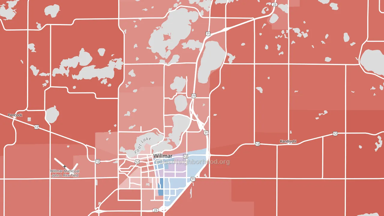 Kandiyohi County, MN block-group political-lean map