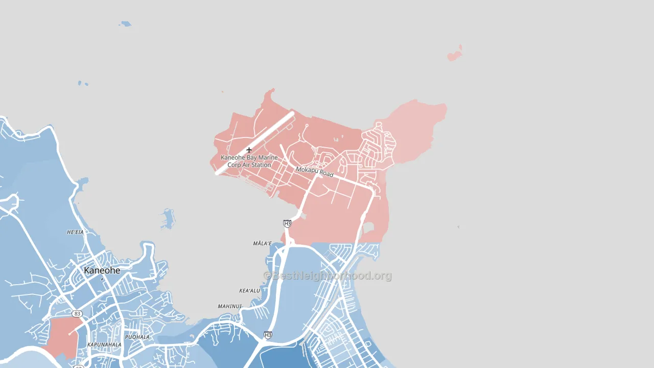 Kaneohe Bay, HI block-group political-lean map