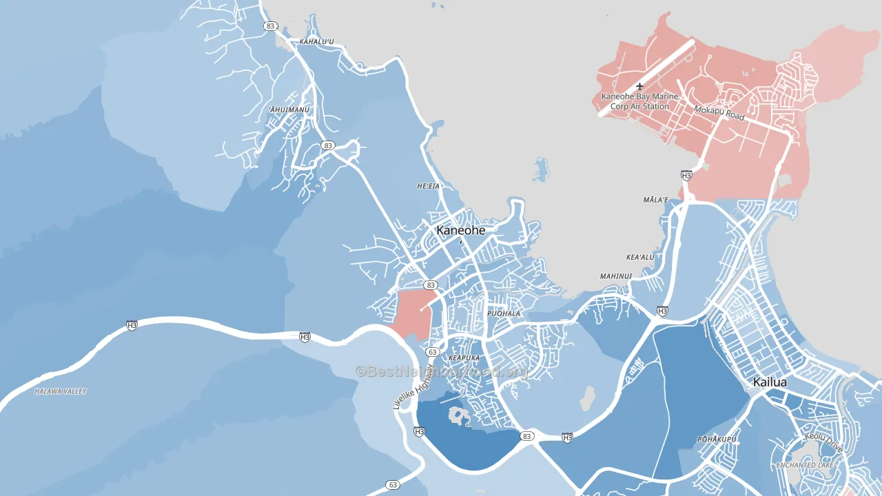Kaneohe, HI block-group political-lean map