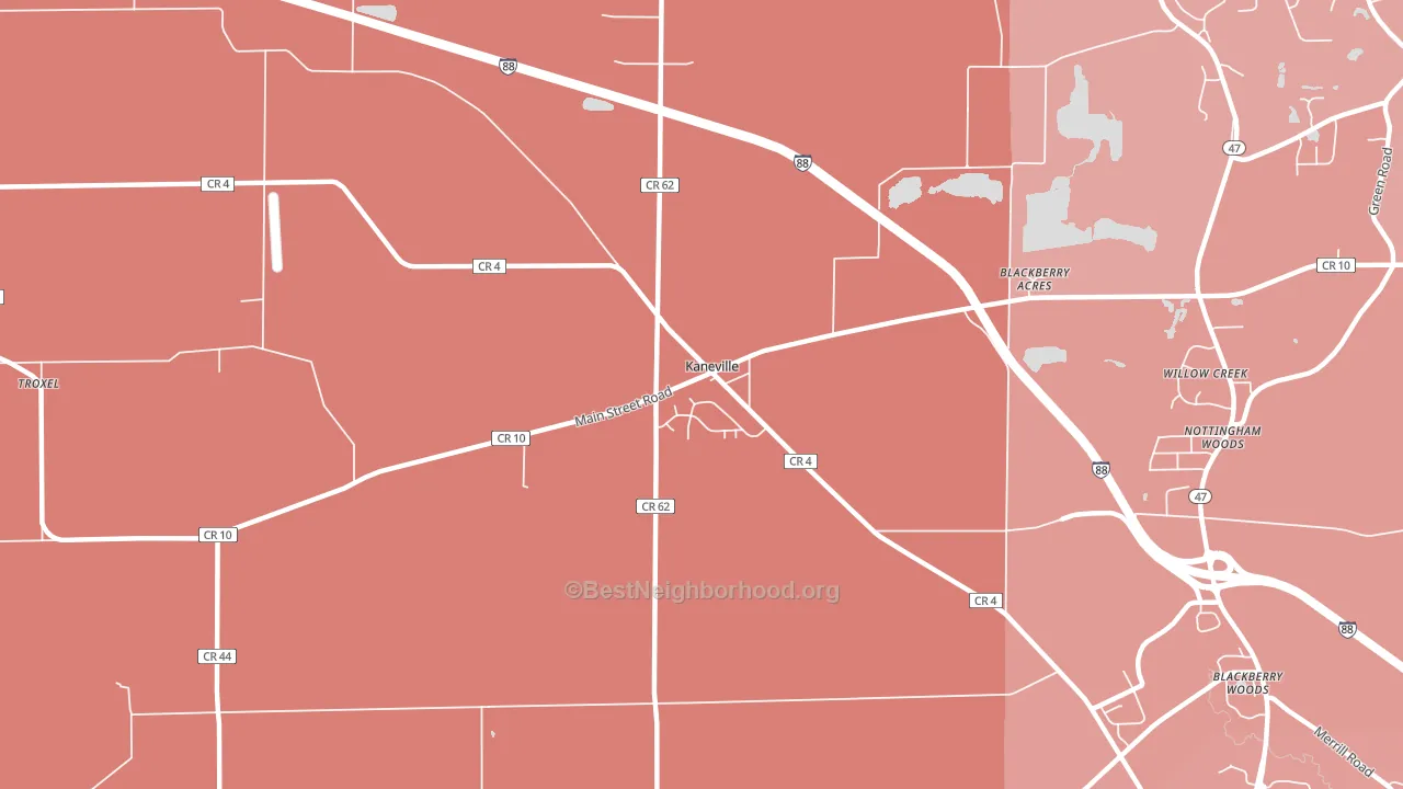 Kaneville, IL block-group political-lean map