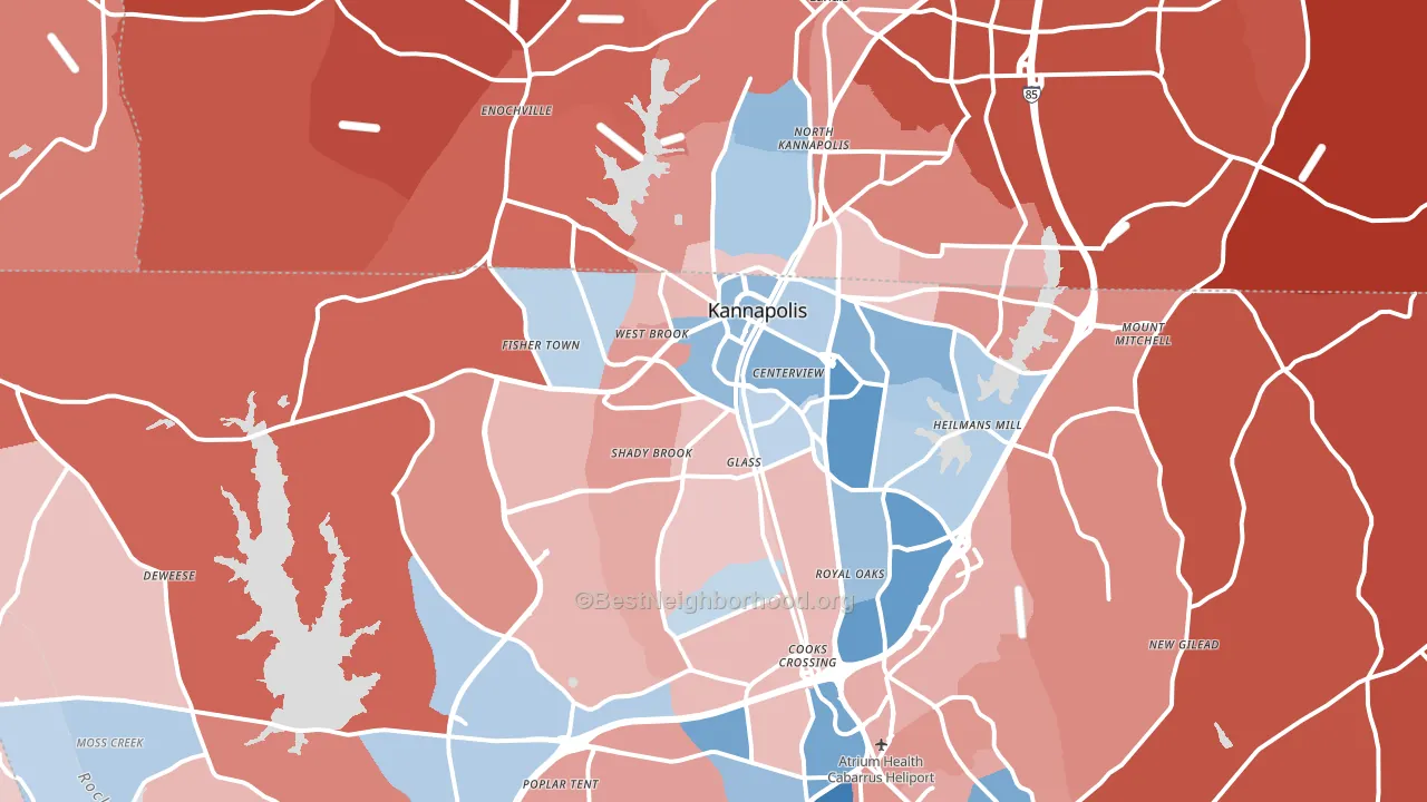 Kannapolis, NC block-group political-lean map