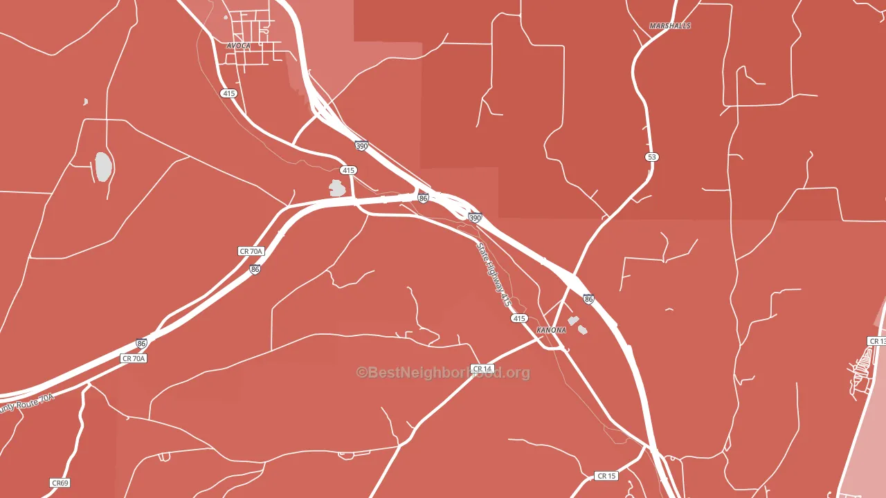 Kanona, NY block-group political-lean map