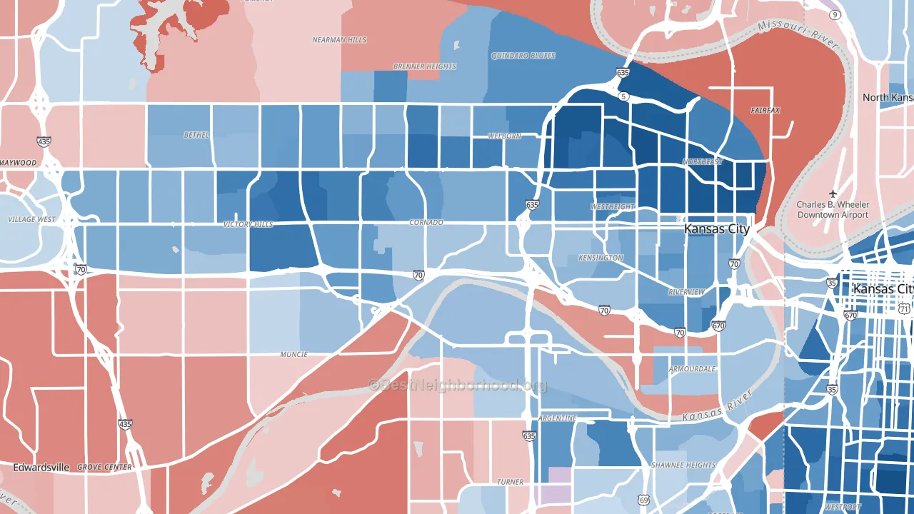 Kansas City, KS block-group political-lean map