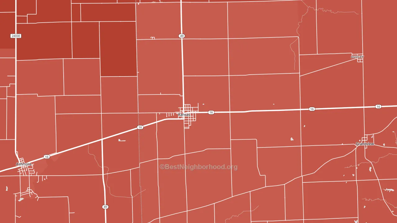 Kansas, IL block-group political-lean map