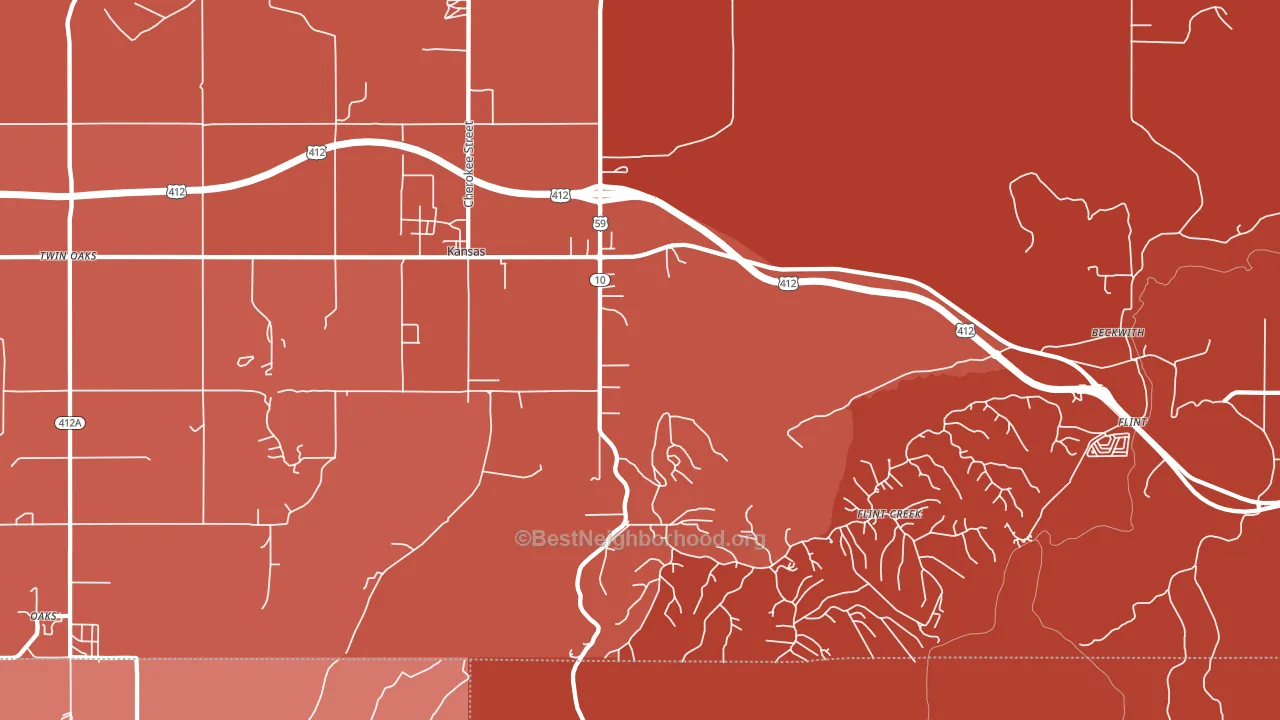 Kansas, OK block-group political-lean map
