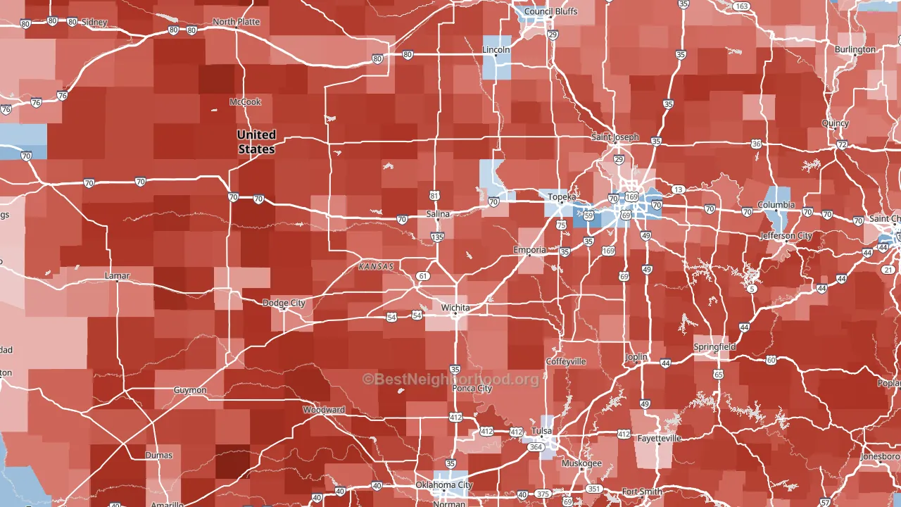 Kansas block-group political-lean map