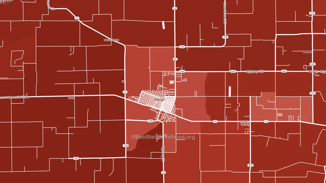 Kaplan, LA block-group political-lean map