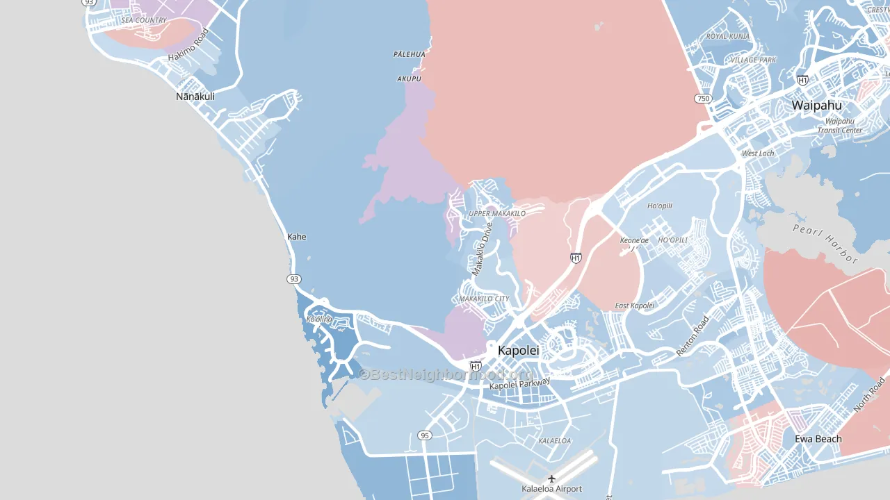 Kapolei, HI block-group political-lean map