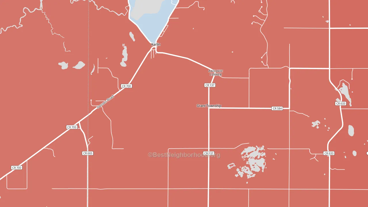 Karlin, MI block-group political-lean map