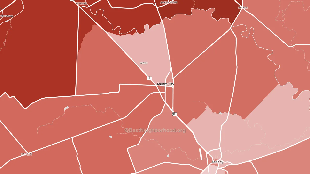 Karnes City, TX block-group political-lean map