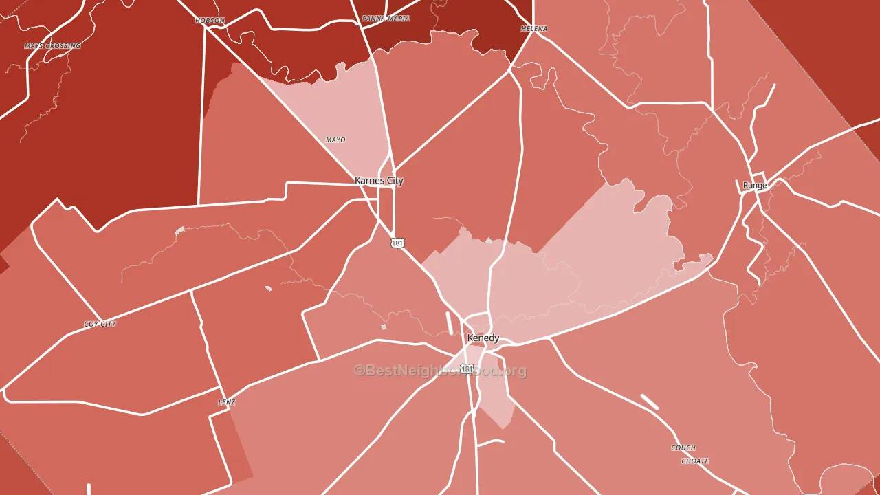 Karnes County, TX block-group political-lean map
