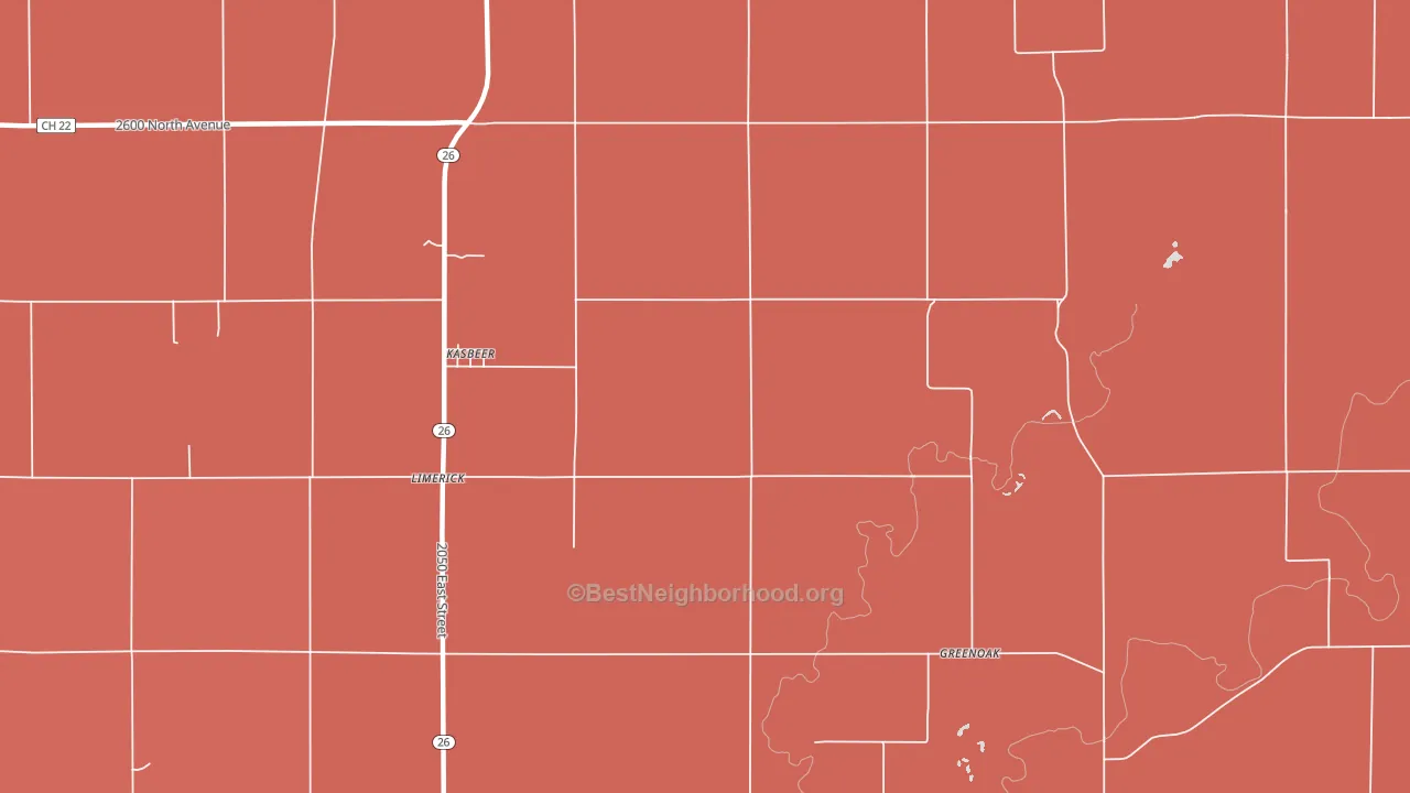 Kasbeer, IL block-group political-lean map