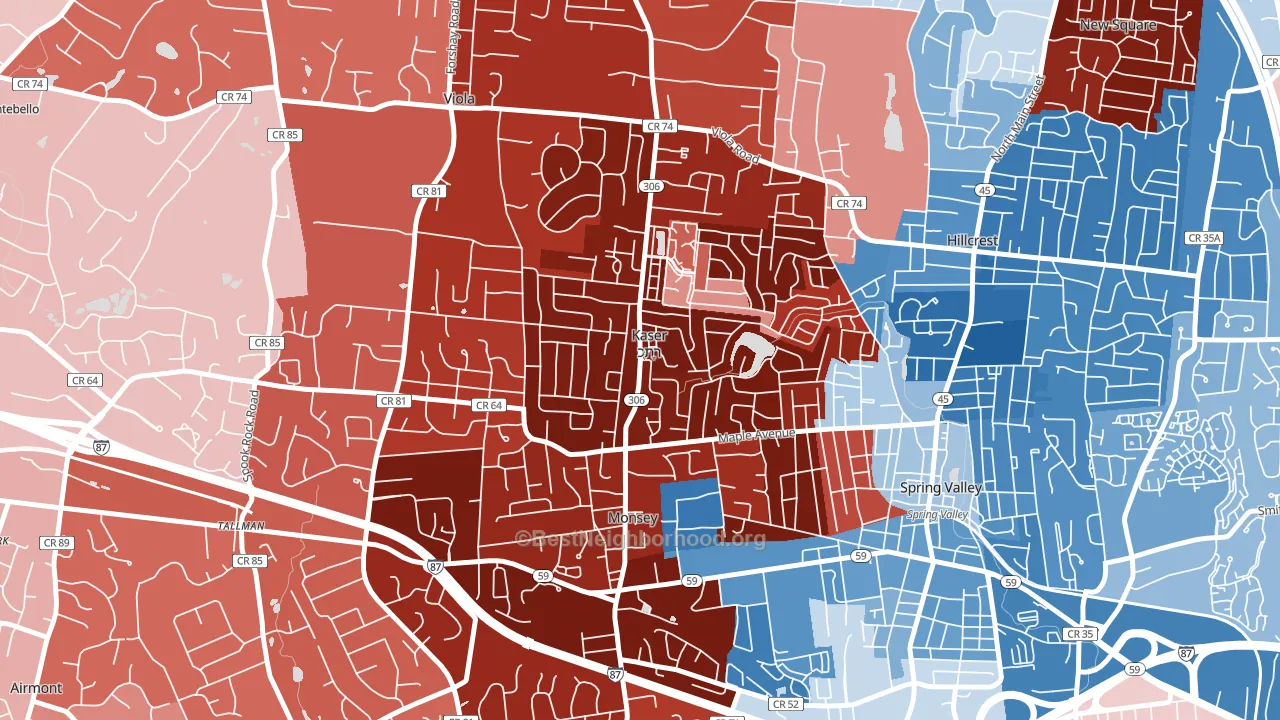 Kaser, NY block-group political-lean map