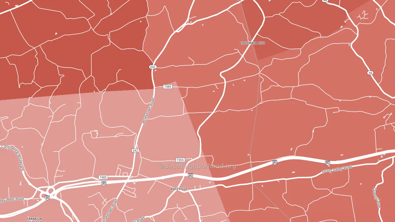 Kaseville, PA block-group political-lean map