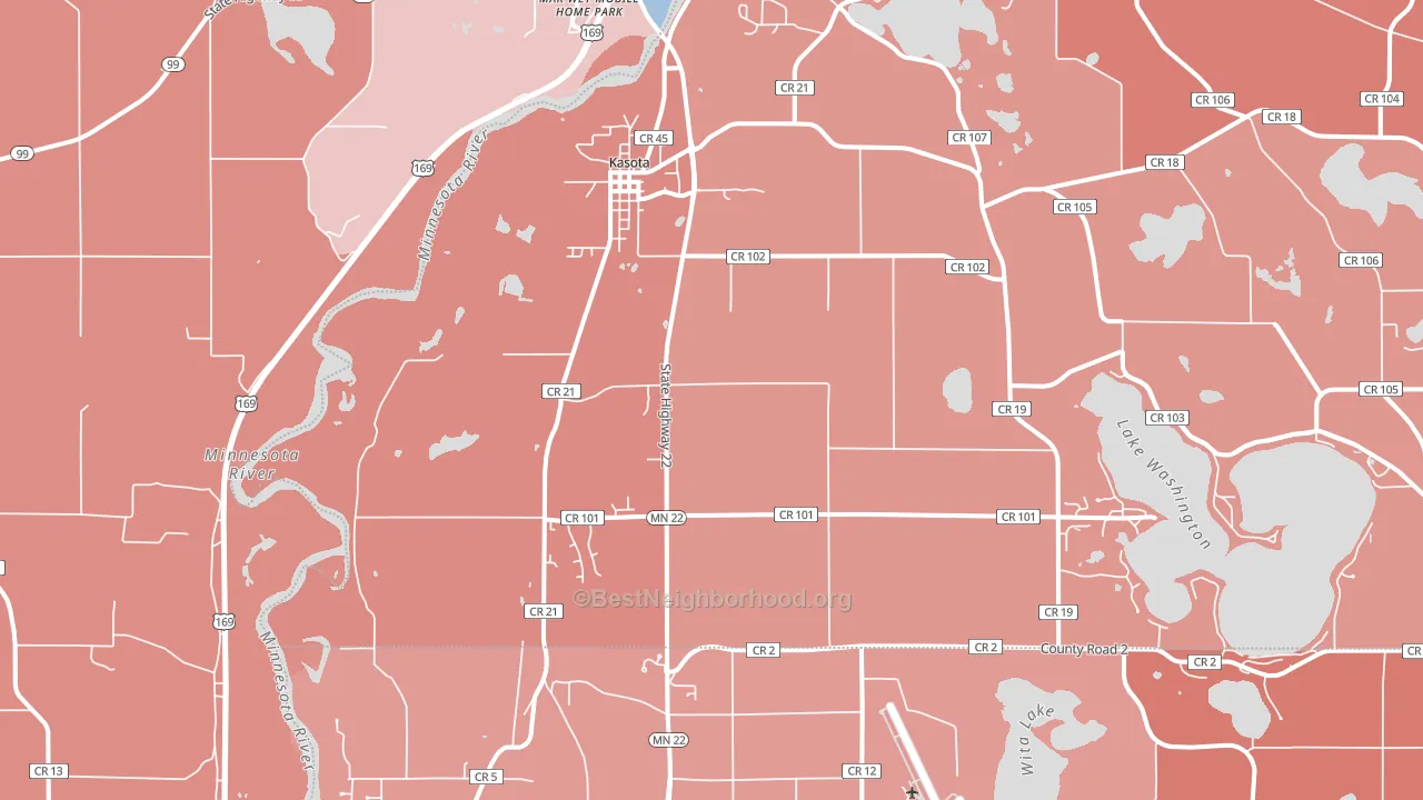 Kasota, MN block-group political-lean map