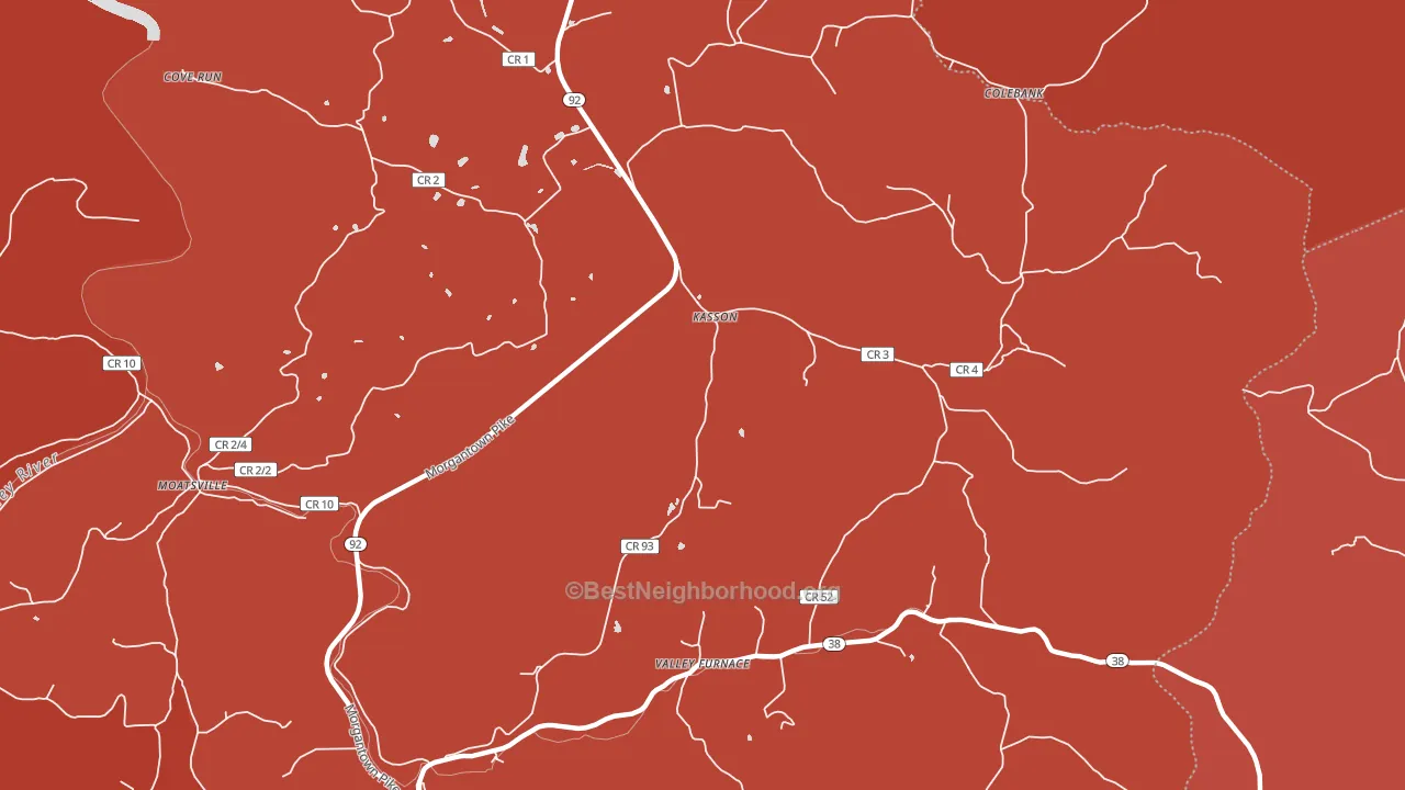 Kasson, WV block-group political-lean map