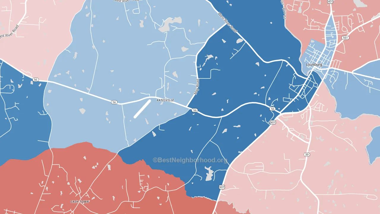 Katesville, NC block-group political-lean map