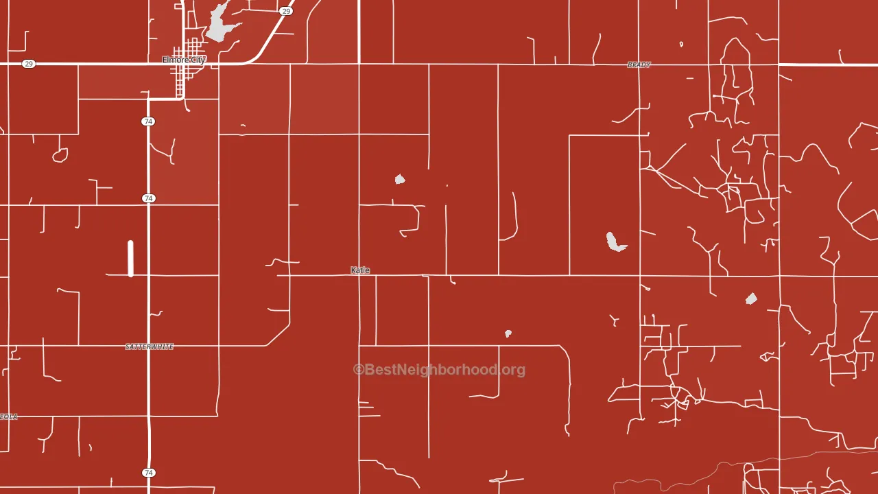 Katie, OK block-group political-lean map