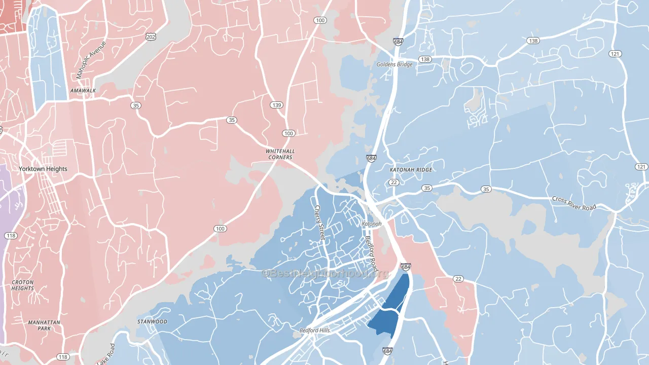 Katonah, NY block-group political-lean map