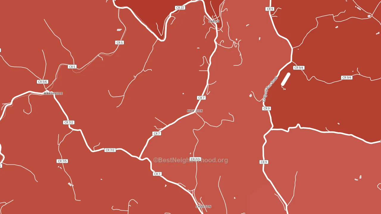 Katy Lick, WV block-group political-lean map