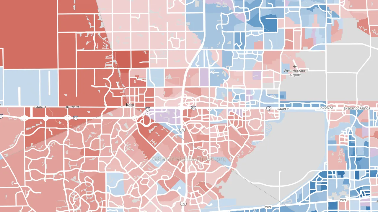 Katy, TX block-group political-lean map