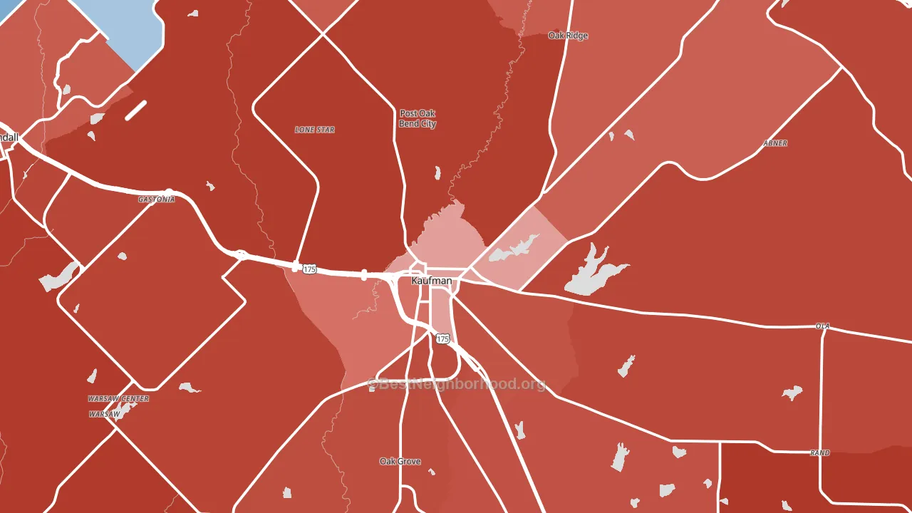 Kaufman, TX block-group political-lean map