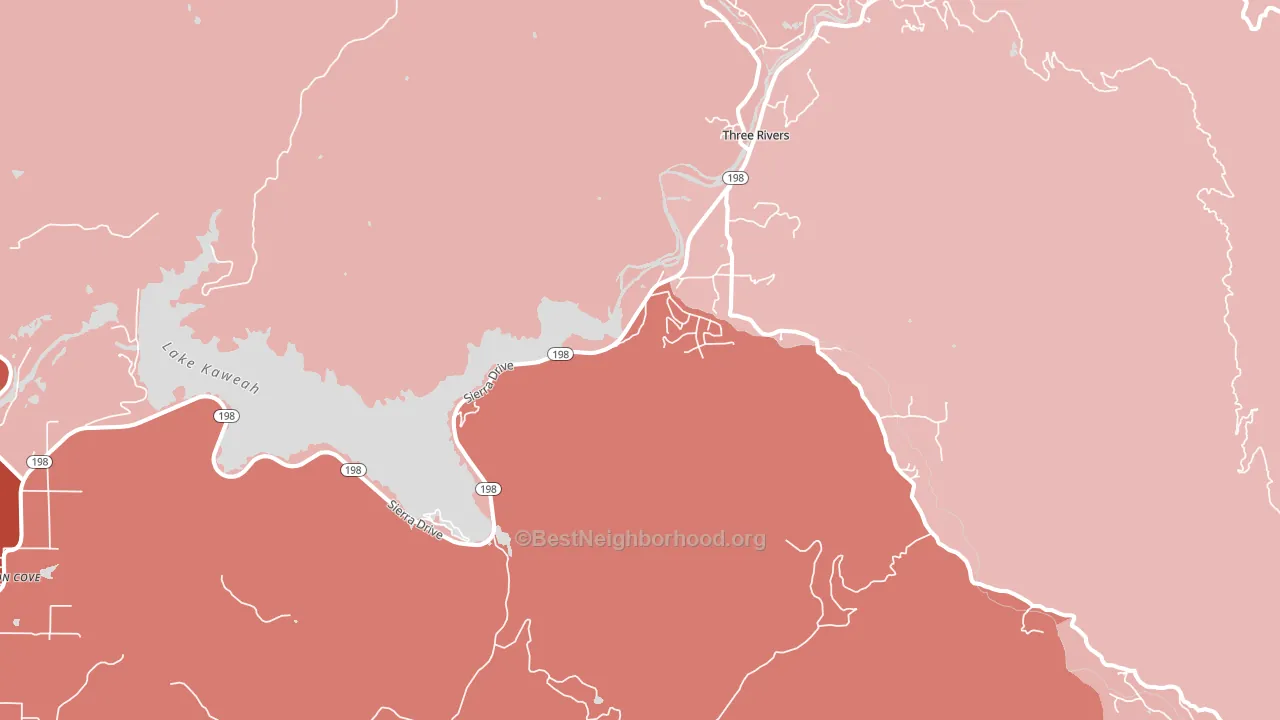 Kaweah, CA block-group political-lean map