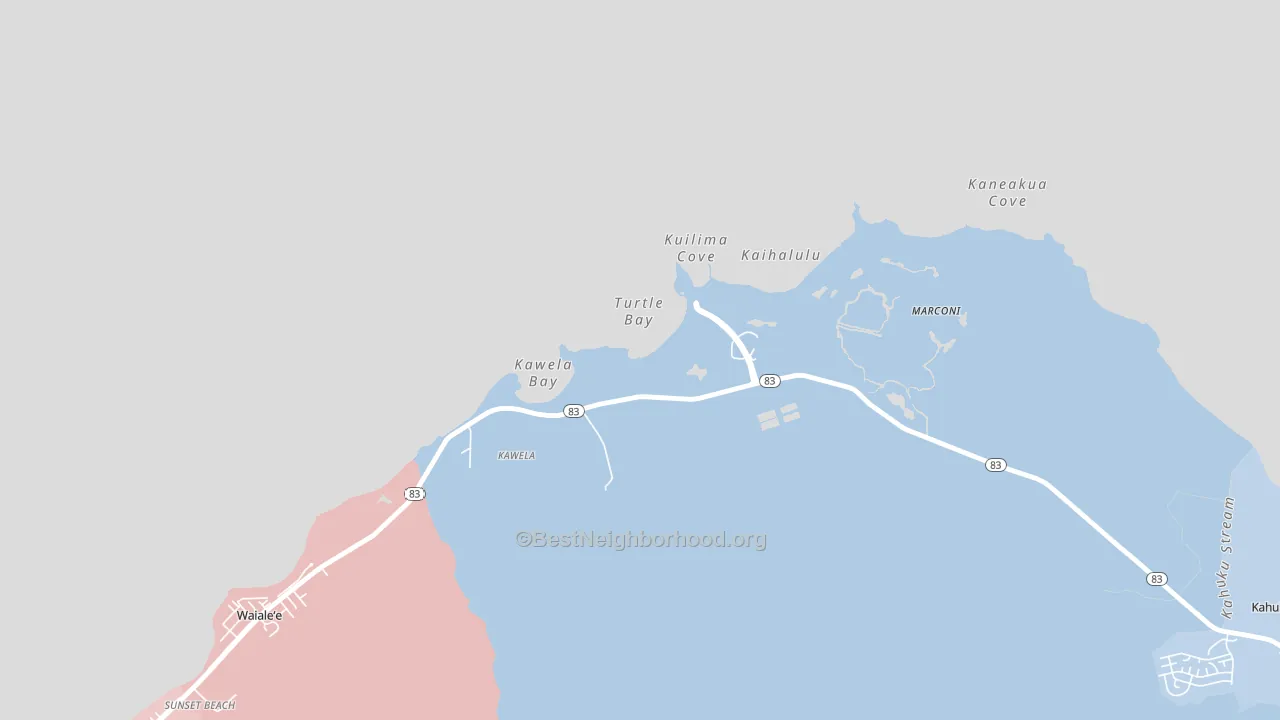 Kawela Bay, HI block-group political-lean map