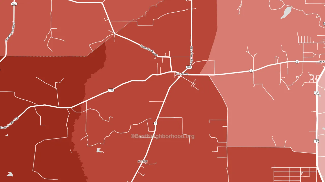 Keachi, LA block-group political-lean map