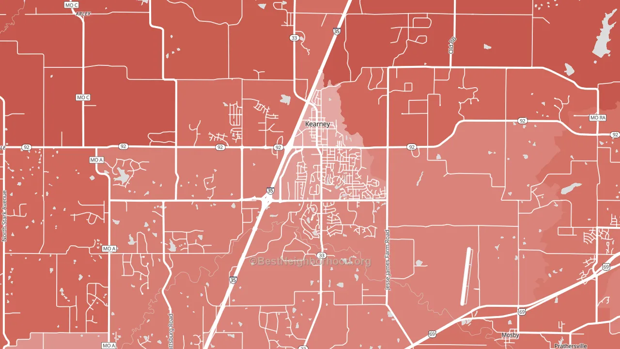 Kearney, MO block-group political-lean map