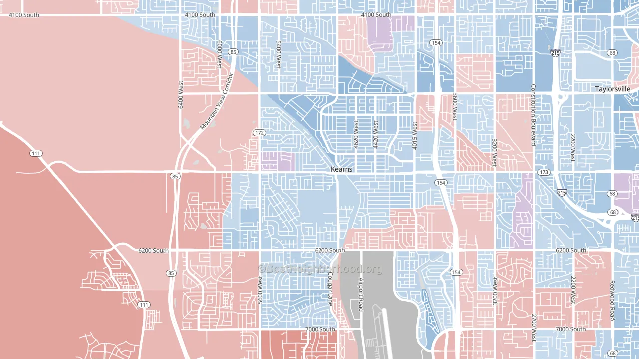 Kearns, UT block-group political-lean map