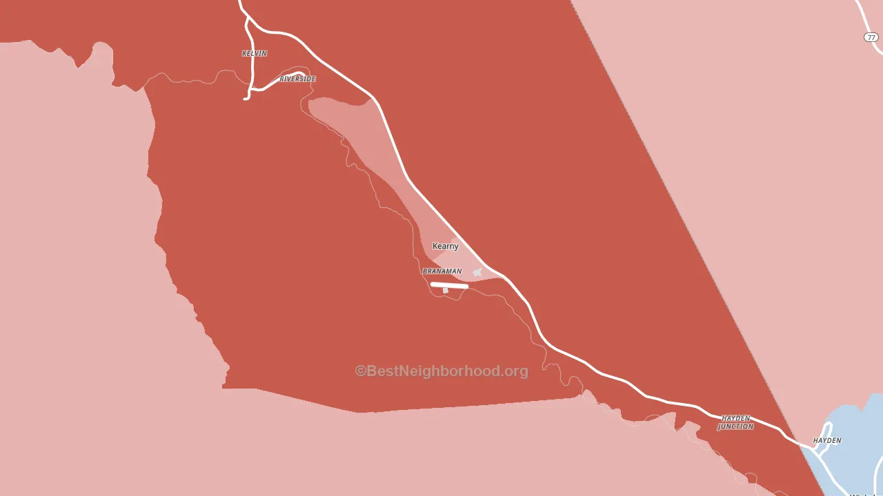 Kearny, AZ block-group political-lean map