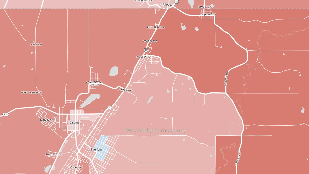 Kearsarge, MI block-group political-lean map