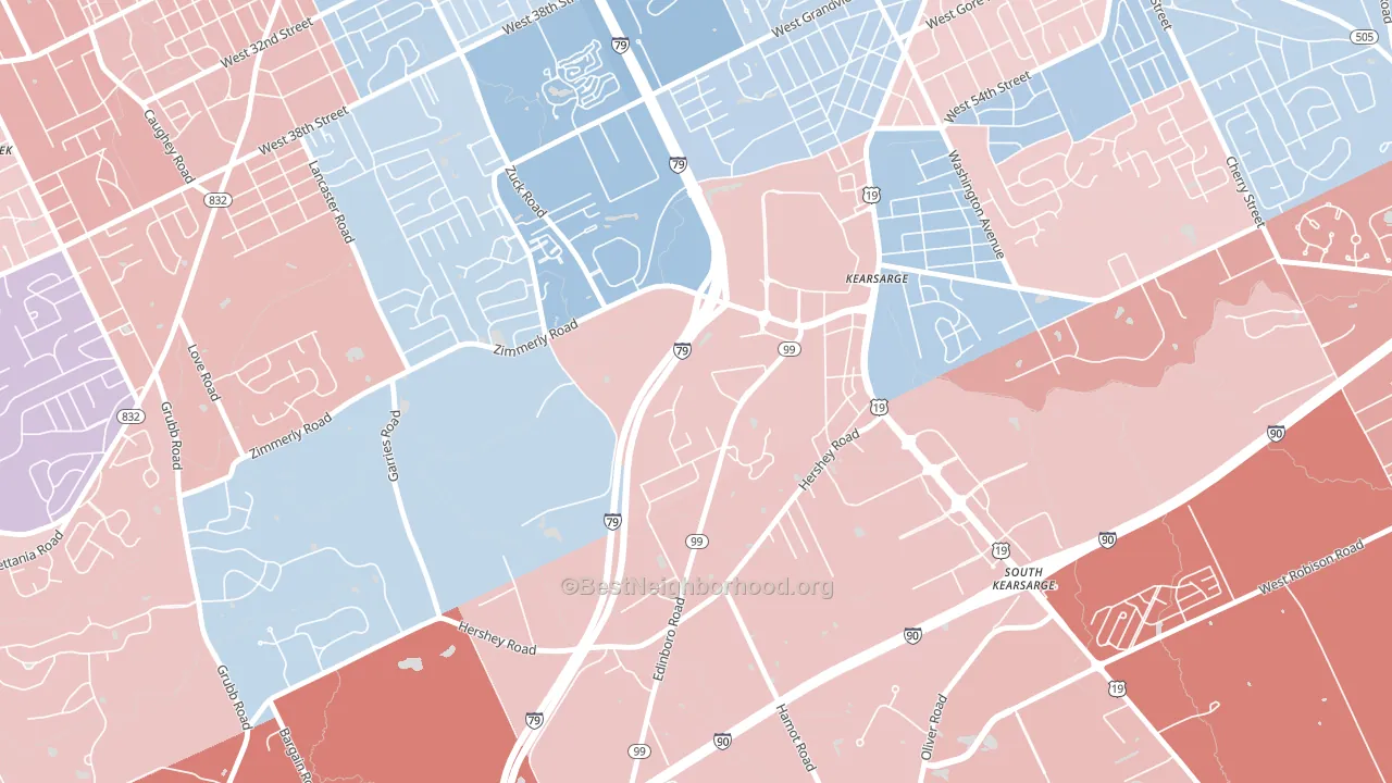 Kearsarge, PA block-group political-lean map