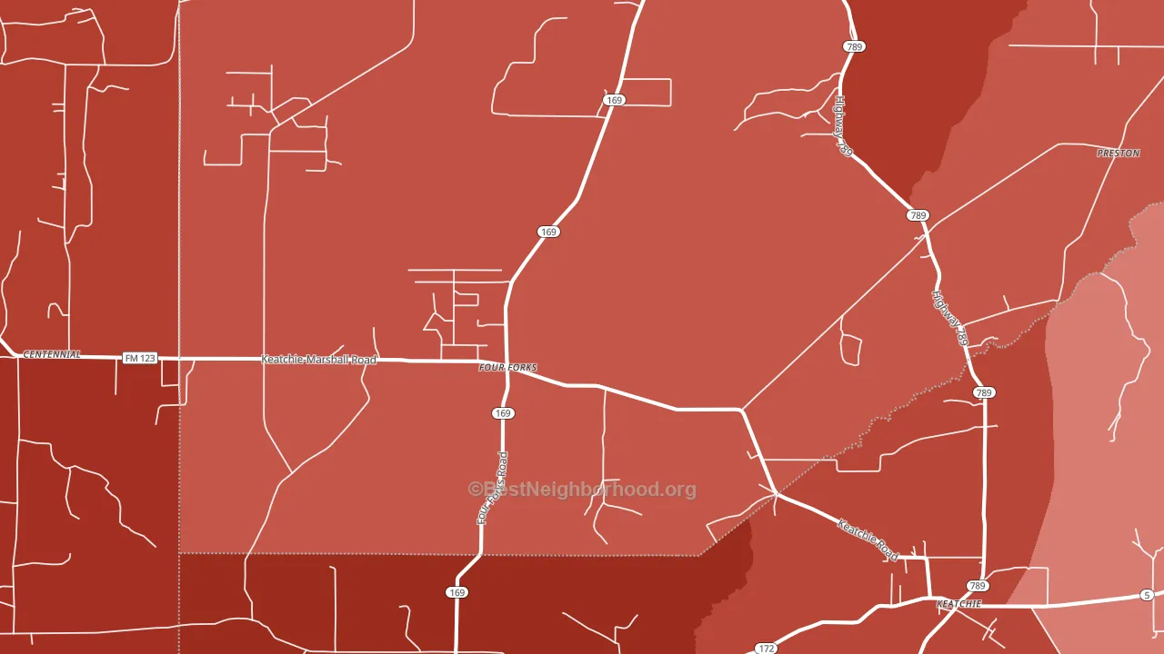 Keatchie, LA block-group political-lean map