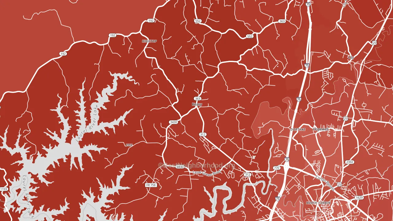 Keavy, KY block-group political-lean map