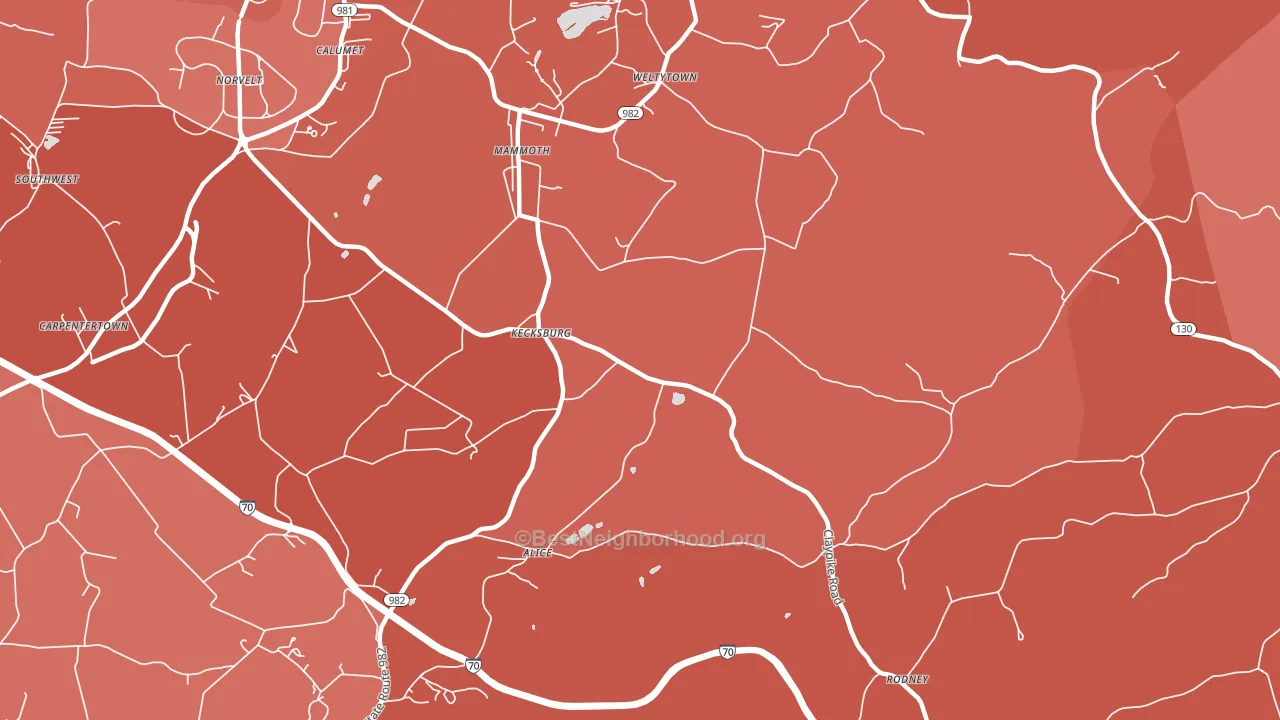 Kecksburg, PA block-group political-lean map