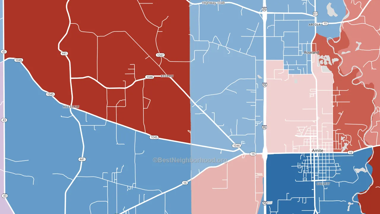 Kedron, LA block-group political-lean map