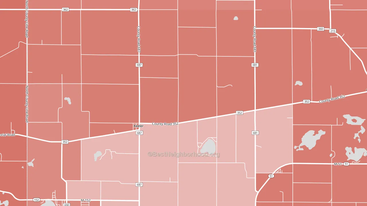 Keeler, MI block-group political-lean map