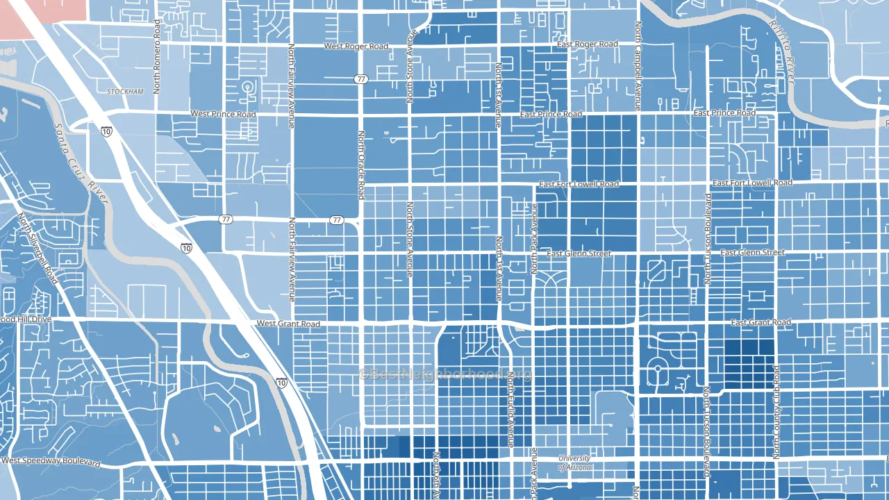 Keeling, Tucson, AZ block-group political-lean map