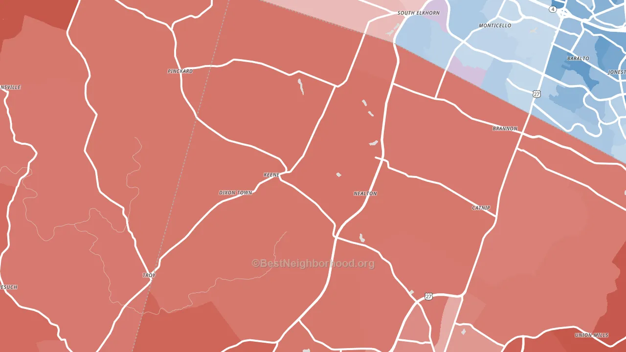 Keene, KY block-group political-lean map