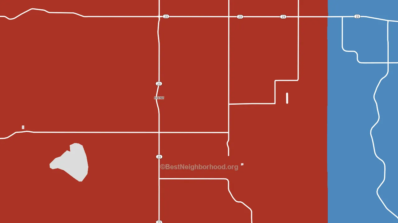 Keene, ND block-group political-lean map