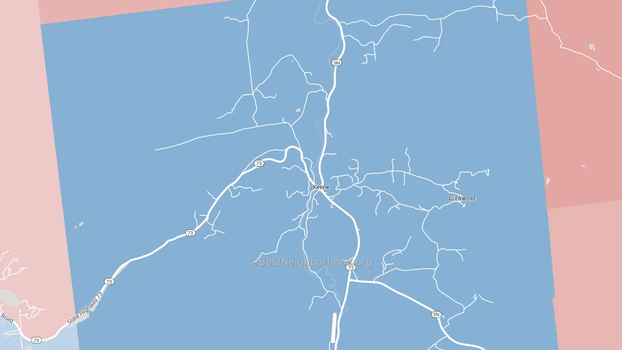 Keene, NY block-group political-lean map