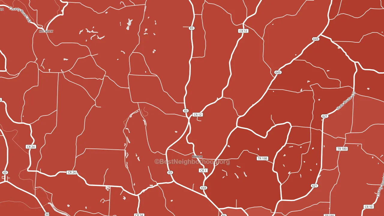 Keene, OH block-group political-lean map
