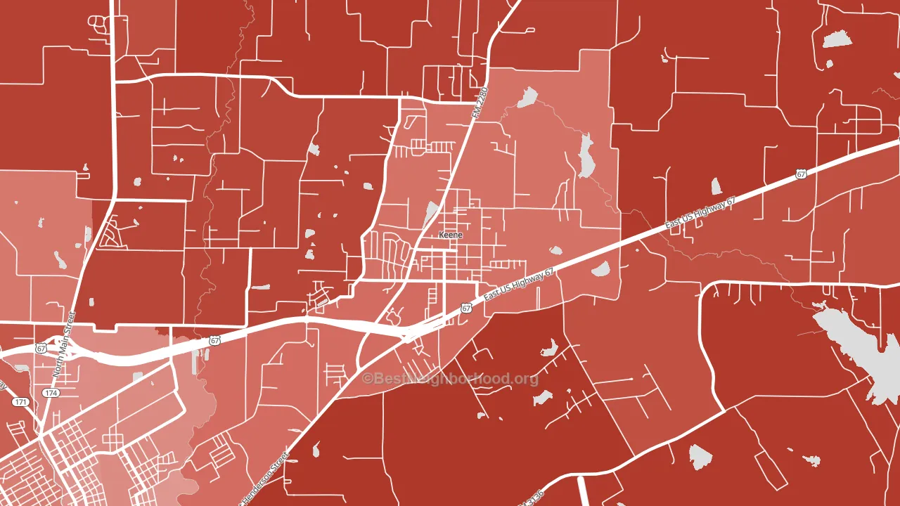 Keene, TX block-group political-lean map