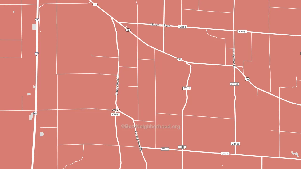 Keene, WI block-group political-lean map
