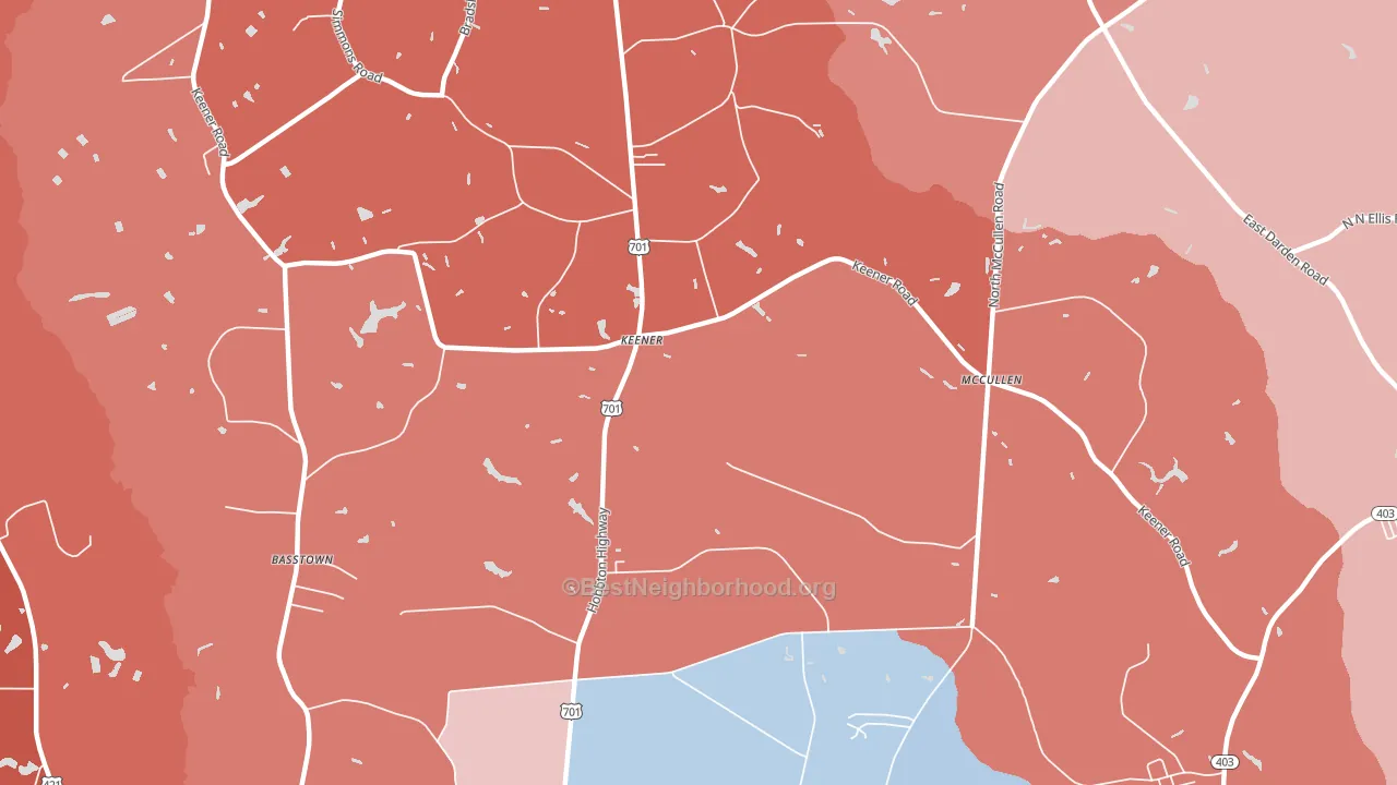 Keener, NC block-group political-lean map