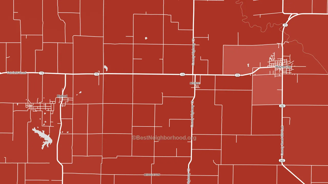 Keenes, IL block-group political-lean map