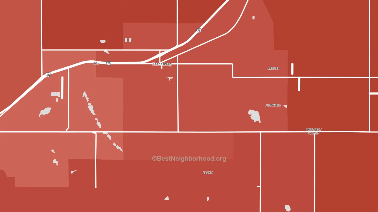 Keenesburg, CO block-group political-lean map
